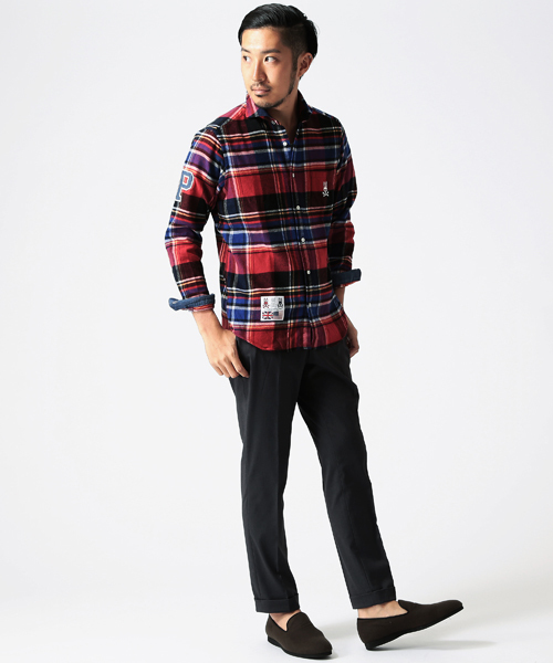 BEAMS(ビームス)の「◎PSYCHO BUNNY×BEAMS / 別注 ネル BIGチェック カッタウェイ シャツ(シャツ/ブラウス・メンズ・ブルー/レッド・X-LARGE/LARGE/MEDIUM/SMALL)」の3枚目の写真