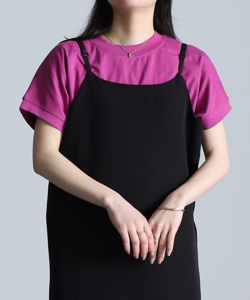 RANAN(ラナン)の「〈Beautiful Cotton 綿100%〉UVカット/接触冷感 きれいめハイネックTシャツ(Tシャツ/カットソー・レディース・ライトグレー/ブラック/オフホワイト/キャメル/ボルドー/カーキ/チャコールグレー/ラベンダー/グリーン/ネイビー/ダークブルー/ベージュ/モカ/オレンジ系その他/ダークブラウン/クリアグリーン/イエロー/パープル/ブラウン系1/その他・3L/LL/M/L/S)」の15枚目の写真