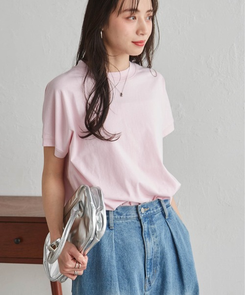 RANAN(ラナン)の「【26SS新色追加】〈Beautiful Cotton 綿100%〉UVカット/接触冷感 きれいめハイネックTシャツ(Tシャツ/カットソー・レディース・ライトグレー/ブラック/オフホワイト/キャメル/ボルドー/カーキ/チャコールグレー/ラベンダー/グリーン/ネイビー/ダークブルー/ベージュ/モカ/オレンジ系その他/ダークブラウン/クリアグリーン/イエロー/パープル/ブラウン系1/その他/ピンク・3L/LL/M/L/S)」の18枚目の写真