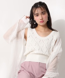 one after another NICE CLAUP | ぽんぽんケーブルベスト(ニット/セーター)