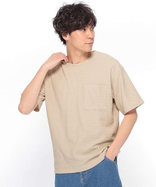 LAKOLE（ラコレ）の「ヘリンボーンボーダーTシャツ / LAKOLE（Tシャツ/カットソー・メンズ・ブラウン系その他/チャコール/ホワイト/ベージュ・MEDIUM/LARGE）」の4枚目の写真