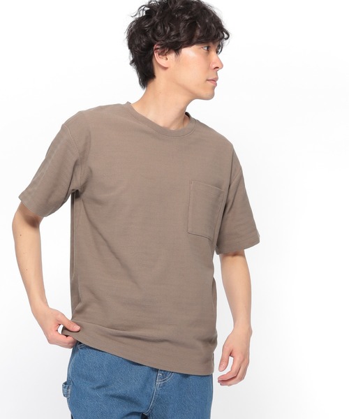 LAKOLE（ラコレ）の「ヘリンボーンボーダーTシャツ / LAKOLE（Tシャツ/カットソー・メンズ・ブラウン系その他/チャコール/ホワイト/ベージュ・MEDIUM/LARGE）」の3枚目の写真