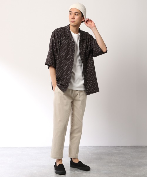 LAKOLE（ラコレ）の「ヘリンボーンボーダーTシャツ / LAKOLE（Tシャツ/カットソー・メンズ・ブラウン系その他/チャコール/ホワイト/ベージュ・MEDIUM/LARGE）」の5枚目の写真