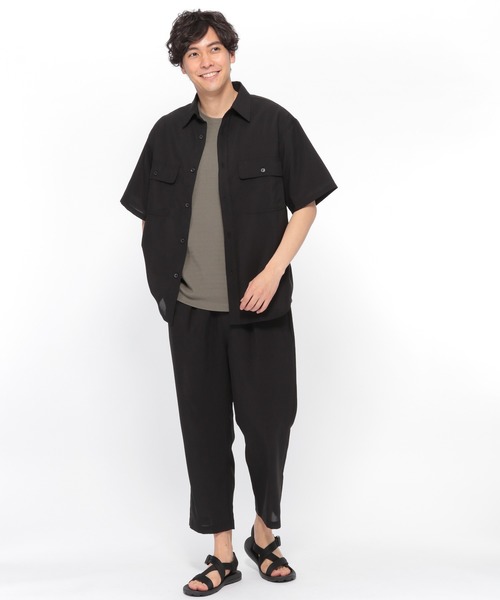 LAKOLE（ラコレ）の「ヘリンボーンボーダーTシャツ / LAKOLE（Tシャツ/カットソー・メンズ・ブラウン系その他/チャコール/ホワイト/ベージュ・MEDIUM/LARGE）」の6枚目の写真