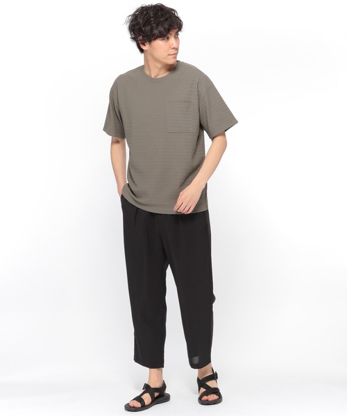 LAKOLE（ラコレ）の「ヘリンボーンボーダーTシャツ / LAKOLE（Tシャツ/カットソー・メンズ・ブラウン系その他/チャコール/ホワイト/ベージュ・MEDIUM/LARGE）」の7枚目の写真