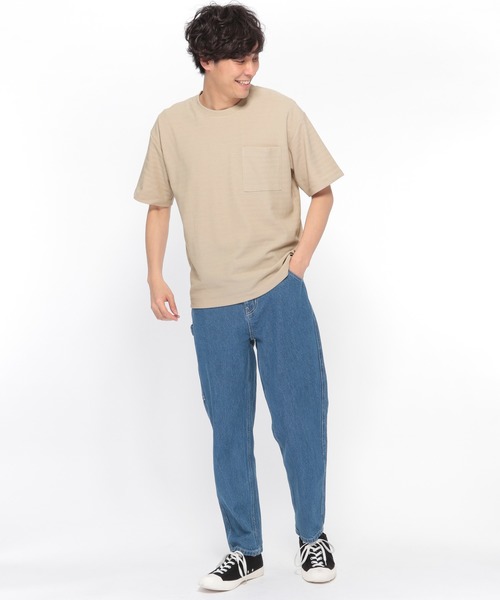 LAKOLE（ラコレ）の「ヘリンボーンボーダーTシャツ / LAKOLE（Tシャツ/カットソー・メンズ・ブラウン系その他/チャコール/ホワイト/ベージュ・MEDIUM/LARGE）」の9枚目の写真