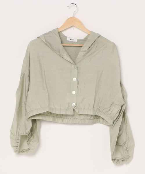 WEGO(ウィゴー)の「WEGO/シアーフードシャツ(シャツ/ブラウス・レディース・オフホワイト/グリーン系その他・FREE)」の4枚目の写真