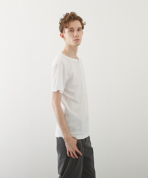 VIBGYOR(ヴィブジョー)の「【VIBGYOR BY AS】サーマル半袖ヘンリーネック(BL)(Tシャツ/カットソー・メンズ・グレー/カーキ/ライトピンク/ホワイト/ブラック/ネイビー/サックスブルー・MEDIUM/X-LARGE/LARGE)」の8枚目の写真