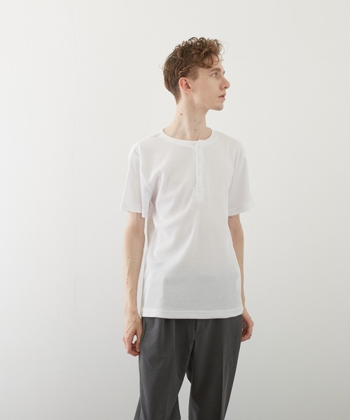 VIBGYOR(ヴィブジョー)の「【VIBGYOR BY AS】サーマル半袖ヘンリーネック(BL)(Tシャツ/カットソー・メンズ・グレー/カーキ/ライトピンク/ホワイト/ブラック/ネイビー/サックスブルー・MEDIUM/X-LARGE/LARGE)」の10枚目の写真