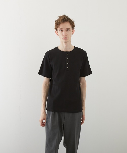 VIBGYOR(ヴィブジョー)の「【VIBGYOR BY AS】サーマル半袖ヘンリーネック(BL)(Tシャツ/カットソー・メンズ・グレー/カーキ/ライトピンク/ホワイト/ブラック/ネイビー/サックスブルー・MEDIUM/X-LARGE/LARGE)」の14枚目の写真