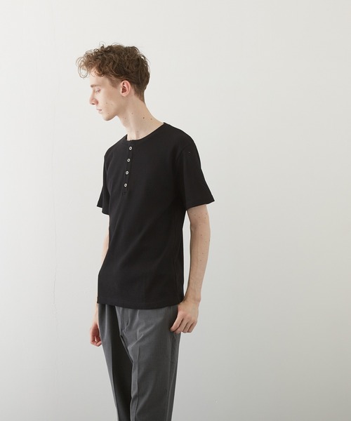 VIBGYOR(ヴィブジョー)の「【VIBGYOR BY AS】サーマル半袖ヘンリーネック(BL)(Tシャツ/カットソー・メンズ・グレー/カーキ/ライトピンク/ホワイト/ブラック/ネイビー/サックスブルー・MEDIUM/X-LARGE/LARGE)」の16枚目の写真