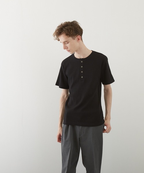 VIBGYOR(ヴィブジョー)の「【VIBGYOR BY AS】サーマル半袖ヘンリーネック(BL)(Tシャツ/カットソー・メンズ・グレー/カーキ/ライトピンク/ホワイト/ブラック/ネイビー/サックスブルー・MEDIUM/X-LARGE/LARGE)」の17枚目の写真