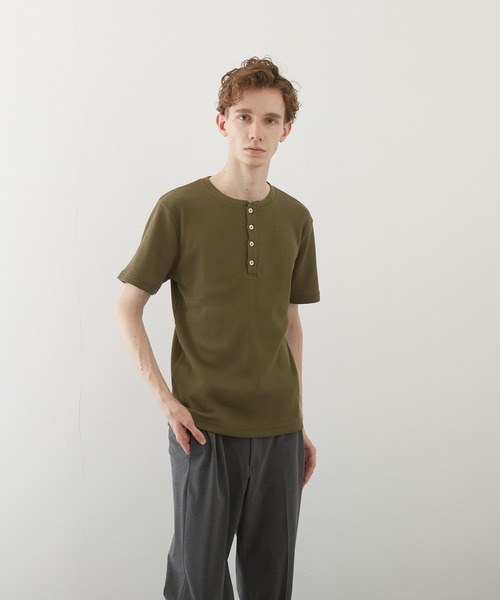 VIBGYOR(ヴィブジョー)の「【VIBGYOR BY AS】サーマル半袖ヘンリーネック(BL)(Tシャツ/カットソー・メンズ・グレー/カーキ/ライトピンク/ホワイト/ブラック/ネイビー/サックスブルー・MEDIUM/X-LARGE/LARGE)」の20枚目の写真