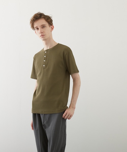 VIBGYOR(ヴィブジョー)の「【VIBGYOR BY AS】サーマル半袖ヘンリーネック(BL)(Tシャツ/カットソー・メンズ・グレー/カーキ/ライトピンク/ホワイト/ブラック/ネイビー/サックスブルー・MEDIUM/X-LARGE/LARGE)」の22枚目の写真