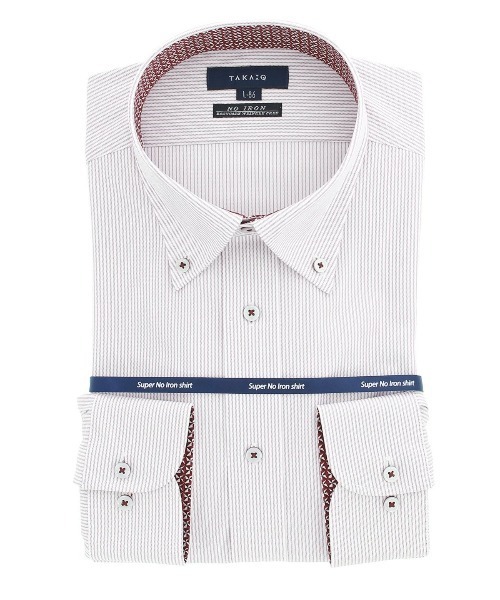 セール タカキューメンズ Taka Q Men ノーアイロンストレッチ ストライプ柄ボタンダウン ビジネスドレス長袖ニットシャツ ビジネスシャツ Taka Q タカキュー のファッション通販 Zozotown