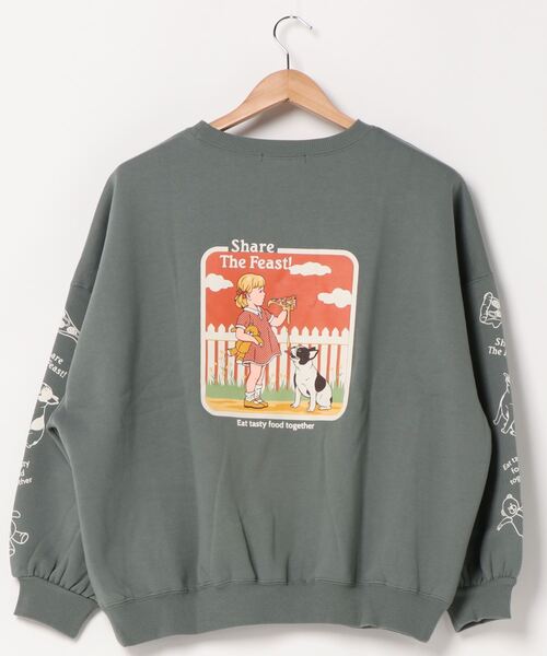 SpRay（スプレイ）の「ＰＩＺＺＡ　ＧＩＲＬ　裏起毛スウェット（Tシャツ/カットソー・レディース・パープル/オフホワイト/ブルー/スミクロ/ライトベージュ・FREE）」の8枚目の写真