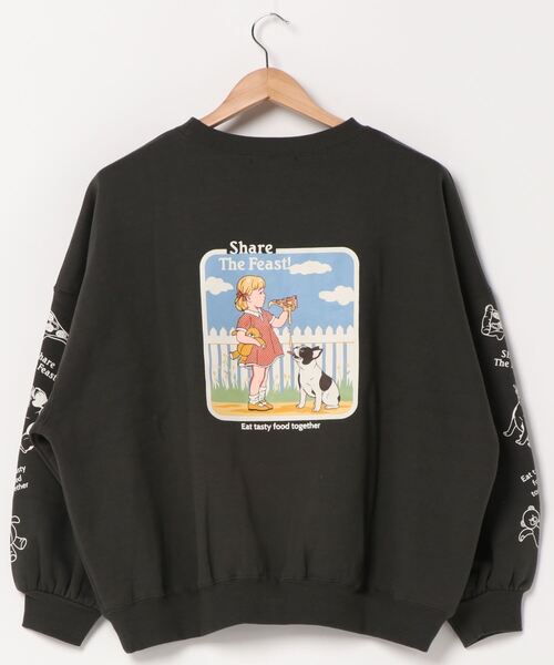 SpRay（スプレイ）の「ＰＩＺＺＡ　ＧＩＲＬ　裏起毛スウェット（Tシャツ/カットソー・レディース・パープル/オフホワイト/ブルー/スミクロ/ライトベージュ・FREE）」の9枚目の写真