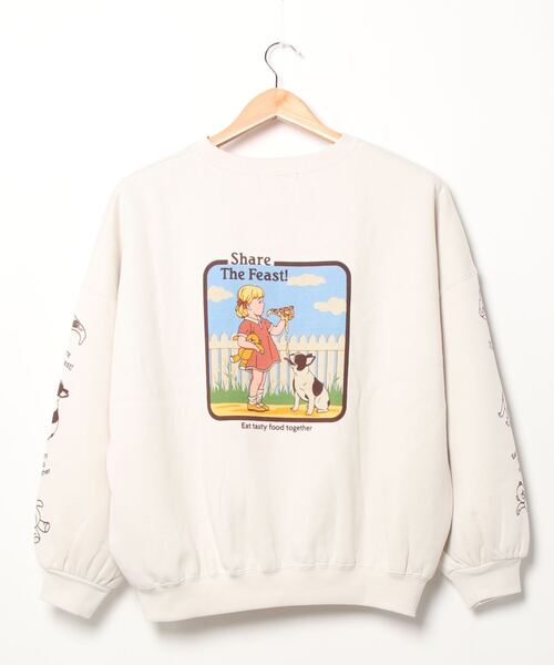 SpRay（スプレイ）の「ＰＩＺＺＡ　ＧＩＲＬ　裏起毛スウェット（Tシャツ/カットソー・レディース・パープル/オフホワイト/ブルー/スミクロ/ライトベージュ・FREE）」の10枚目の写真