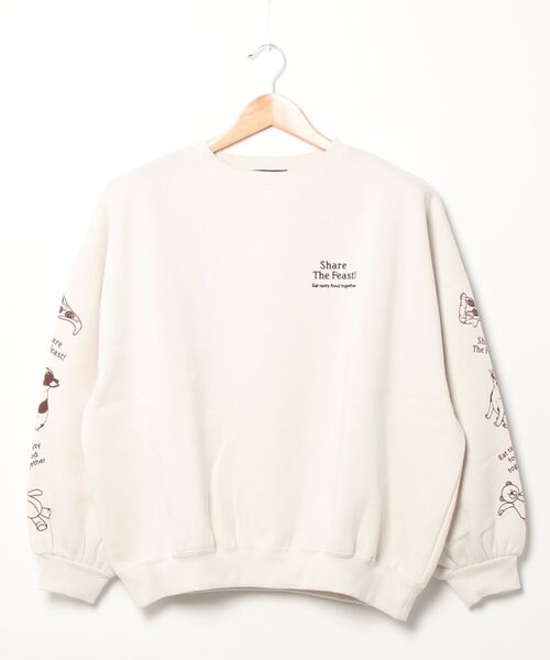 SpRay（スプレイ）の「ＰＩＺＺＡ　ＧＩＲＬ　裏起毛スウェット（Tシャツ/カットソー・レディース・パープル/オフホワイト/ブルー/スミクロ/ライトベージュ・FREE）」の14枚目の写真