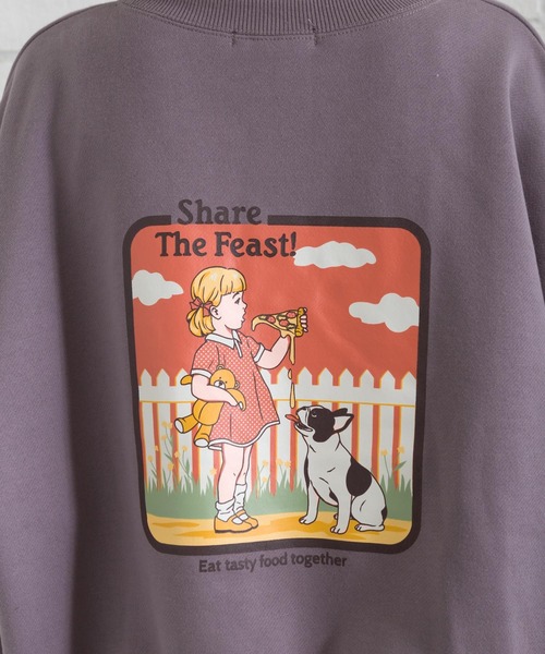 SpRay（スプレイ）の「ＰＩＺＺＡ　ＧＩＲＬ　裏起毛スウェット（Tシャツ/カットソー・レディース・パープル/オフホワイト/ブルー/スミクロ/ライトベージュ・FREE）」の21枚目の写真