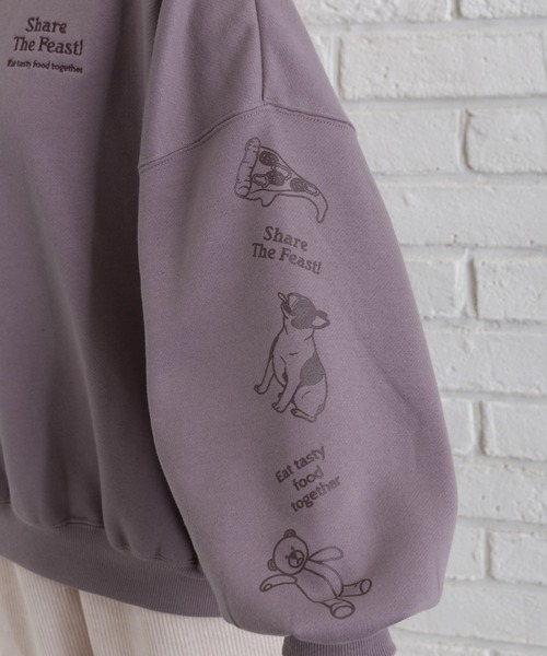 SpRay（スプレイ）の「ＰＩＺＺＡ　ＧＩＲＬ　裏起毛スウェット（Tシャツ/カットソー・レディース・パープル/オフホワイト/ブルー/スミクロ/ライトベージュ・FREE）」の19枚目の写真