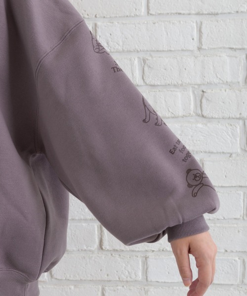 SpRay（スプレイ）の「ＰＩＺＺＡ　ＧＩＲＬ　裏起毛スウェット（Tシャツ/カットソー・レディース・パープル/オフホワイト/ブルー/スミクロ/ライトベージュ・FREE）」の18枚目の写真