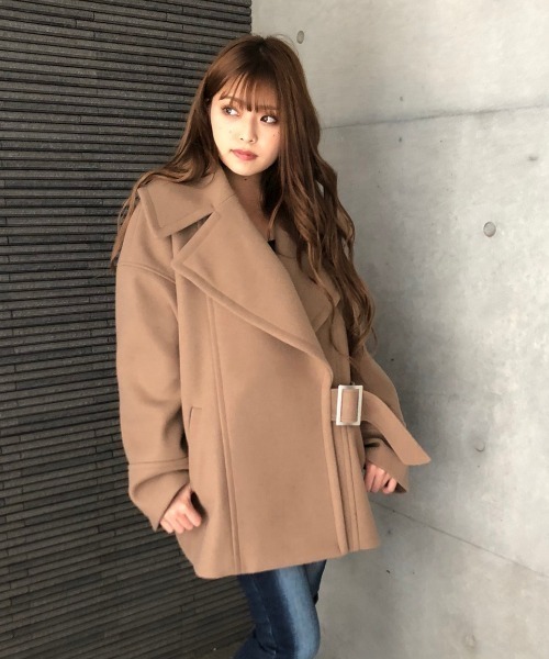ENVYM(アンビー)の「ビックカラーベルトCT(ピーコート・レディース・ブラック/ベージュ/グリーン・FREE)」の7枚目の写真