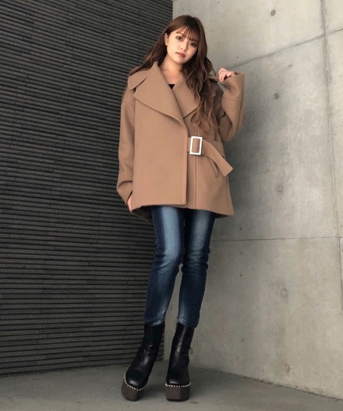 ENVYM(アンビー)の「ビックカラーベルトCT(ピーコート・レディース・ブラック/ベージュ/グリーン・FREE)」の12枚目の写真