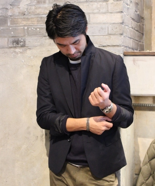 JOURNAL STANDARD(ジャーナルスタンダード)の「TRギャバジンタイトテーラードジャケット #(テーラードジャケット・メンズ・ブラック/チャコールグレー/ブルー系その他/ネイビー・SMALL/LARGE/MEDIUM/X-LARGE)」の3枚目の写真