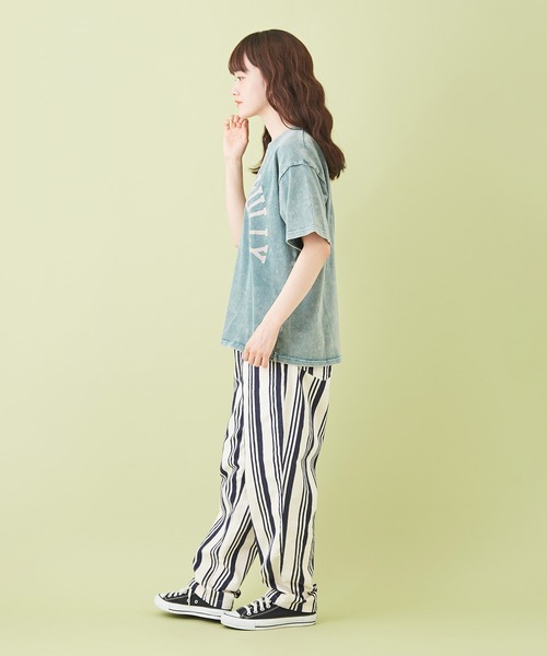 CUBE SUGAR（キューブシュガー）の「天竺 パウダー加工 プリント クルーネック（Tシャツ/カットソー・レディース・ベージュ/チャコールグレー/グリーン/ピンク・M）」の17枚目の写真