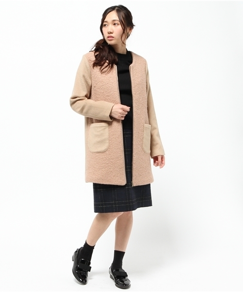 Khaju（カージュ）の「Khaju:ノーカラージップコート□（その他アウター・レディース・ブラック/ベージュ/ベージュ系その他・38/36）」の17枚目の写真