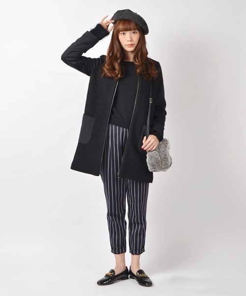 Khaju（カージュ）の「Khaju:ノーカラージップコート□（その他アウター・レディース・ブラック/ベージュ/ベージュ系その他・38/36）」の11枚目の写真