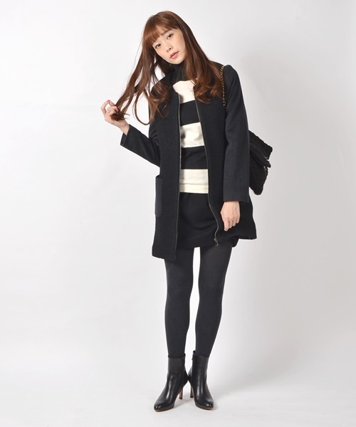 Khaju（カージュ）の「Khaju:ノーカラージップコート□（その他アウター・レディース・ブラック/ベージュ/ベージュ系その他・38/36）」の6枚目の写真