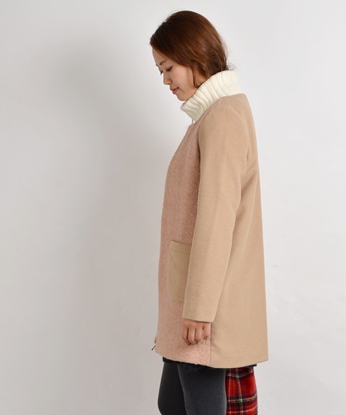 Khaju（カージュ）の「Khaju:ノーカラージップコート□（その他アウター・レディース・ブラック/ベージュ/ベージュ系その他・38/36）」の7枚目の写真