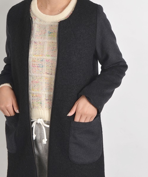 Khaju（カージュ）の「Khaju:ノーカラージップコート□（その他アウター・レディース・ブラック/ベージュ/ベージュ系その他・38/36）」の10枚目の写真