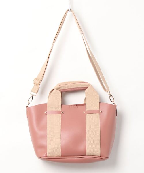 GGD（ジージーディー）の「and mikka /1枚合皮2WAY手提げ（トートバッグ・レディース・ピンク/オフホワイト/ブラック・FREE）」の3枚目の写真