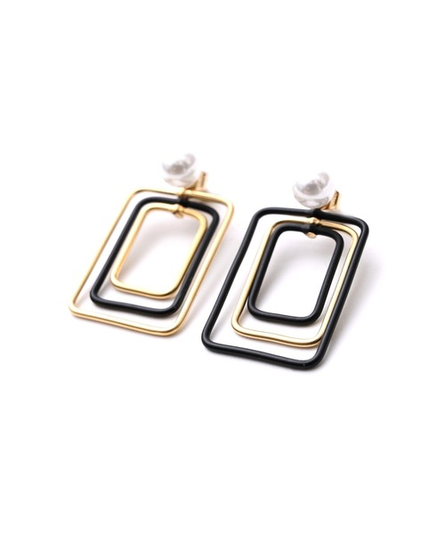 Narcissus(ナルシス)の「【Narcissus】パールスクエアピアス(ピアス(両耳用)・レディース・ブラック/シルバー・FREE)」の6枚目の写真