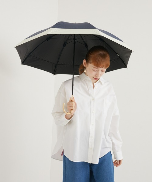 because（ビコーズ）の「because PUバイカラーヒートカット日傘（遮蔽率100％以上）（長傘・レディース・ネイビー/ベージュ/ブラック/ピンク/ミント/グレー/ホワイト・FREE）」の15枚目の写真