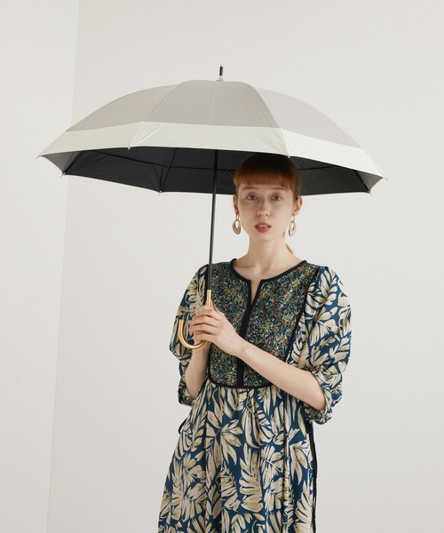 because（ビコーズ）の「because PUバイカラーヒートカット日傘（遮蔽率100％以上）（長傘・レディース・ネイビー/ベージュ/ブラック/ピンク/ミント/グレー/ホワイト・FREE）」の9枚目の写真