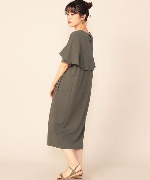 NOLLEY’S(ノーリーズ)の「フリル袖ポンチワンピース(ワンピース・レディース・パープル/ネイビー/ブラック/オリーブ・38)」の14枚目の写真