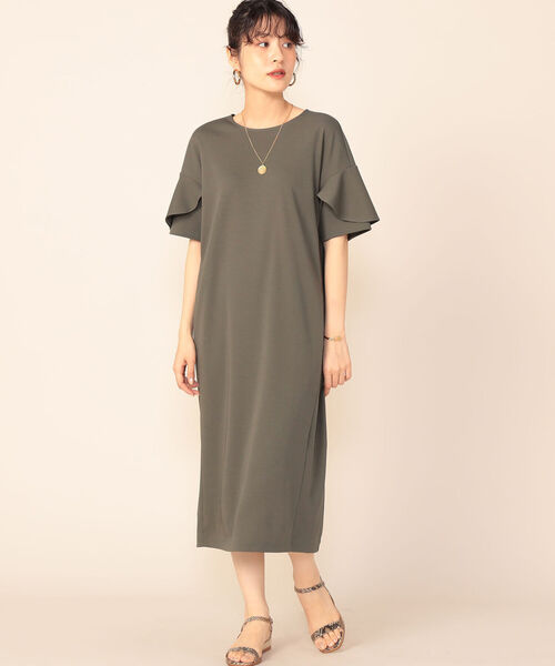 NOLLEY’S(ノーリーズ)の「フリル袖ポンチワンピース(ワンピース・レディース・パープル/ネイビー/ブラック/オリーブ・38)」の8枚目の写真