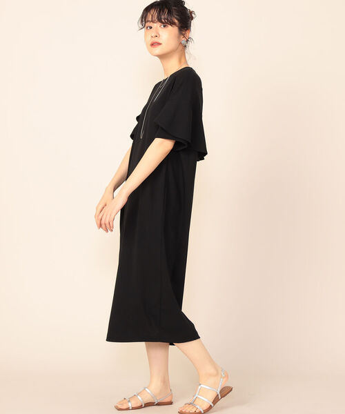 NOLLEY’S(ノーリーズ)の「フリル袖ポンチワンピース(ワンピース・レディース・パープル/ネイビー/ブラック/オリーブ・38)」の22枚目の写真