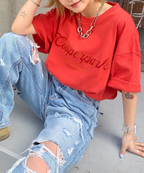 WHO'S WHO gallery(フーズフーギャラリー)の「COOPERPARK ワッペン刺繍TEE(Tシャツ/カットソー・メンズ・アッシュグレー/ホワイト/ブラック/グリーン/ネイビー/イエロー/オレンジ・FREE)」の7枚目の写真