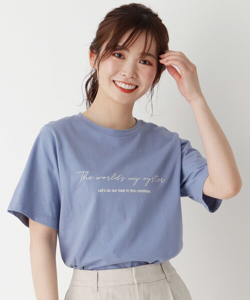 pink adobe（ピンクアドベ）の「◆【M-LL】USAコットン両面ロゴTシャツ（Tシャツ/カットソー・レディース・ライトブルー/ブラック/ライトグレー/オフホワイト・40/38/42）」の4枚目の写真