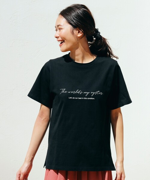 pink adobe（ピンクアドベ）の「◆【M-LL】USAコットン両面ロゴTシャツ（Tシャツ/カットソー・レディース・ライトブルー/ブラック/ライトグレー/オフホワイト・40/38/42）」の2枚目の写真