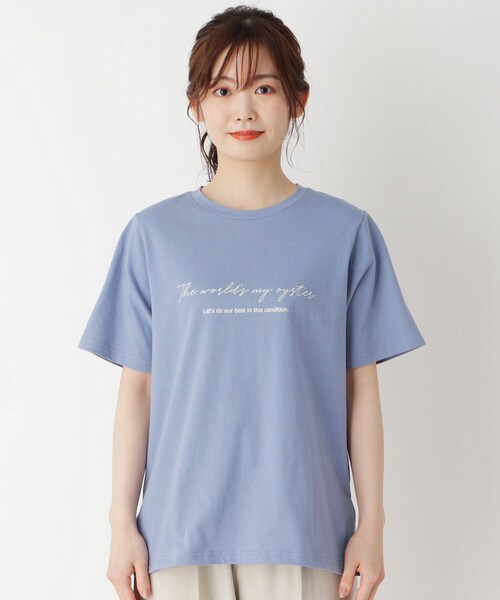 pink adobe（ピンクアドベ）の「◆【M-LL】USAコットン両面ロゴTシャツ（Tシャツ/カットソー・レディース・ライトブルー/ブラック/ライトグレー/オフホワイト・40/38/42）」の8枚目の写真