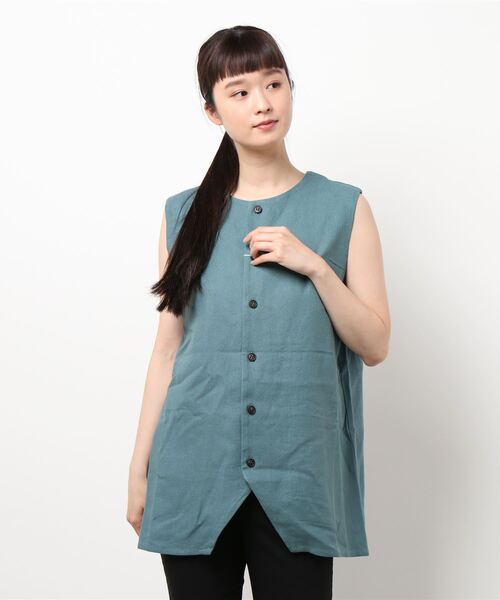 Factor=（ファクターイコール）の「3WAYリネンノースリーブトップス（シャツ/ブラウス・レディース・ブラック/ベージュ/ブルー・FREE）」の12枚目の写真