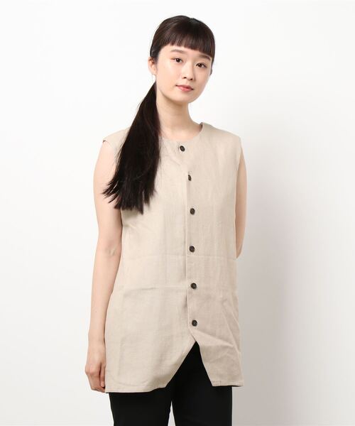 Factor=（ファクターイコール）の「3WAYリネンノースリーブトップス（シャツ/ブラウス・レディース・ブラック/ベージュ/ブルー・FREE）」の14枚目の写真