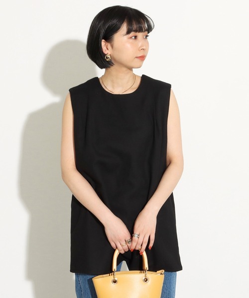 Factor=（ファクターイコール）の「3WAYリネンノースリーブトップス（シャツ/ブラウス・レディース・ブラック/ベージュ/ブルー・FREE）」の4枚目の写真