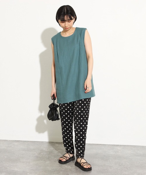 Factor=（ファクターイコール）の「3WAYリネンノースリーブトップス（シャツ/ブラウス・レディース・ブラック/ベージュ/ブルー・FREE）」の8枚目の写真